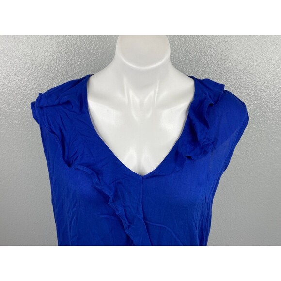 Culture Code Women Small Blue Ruffle Top Sleeveless Lightweight Casual NWT - Picture 2 of 9